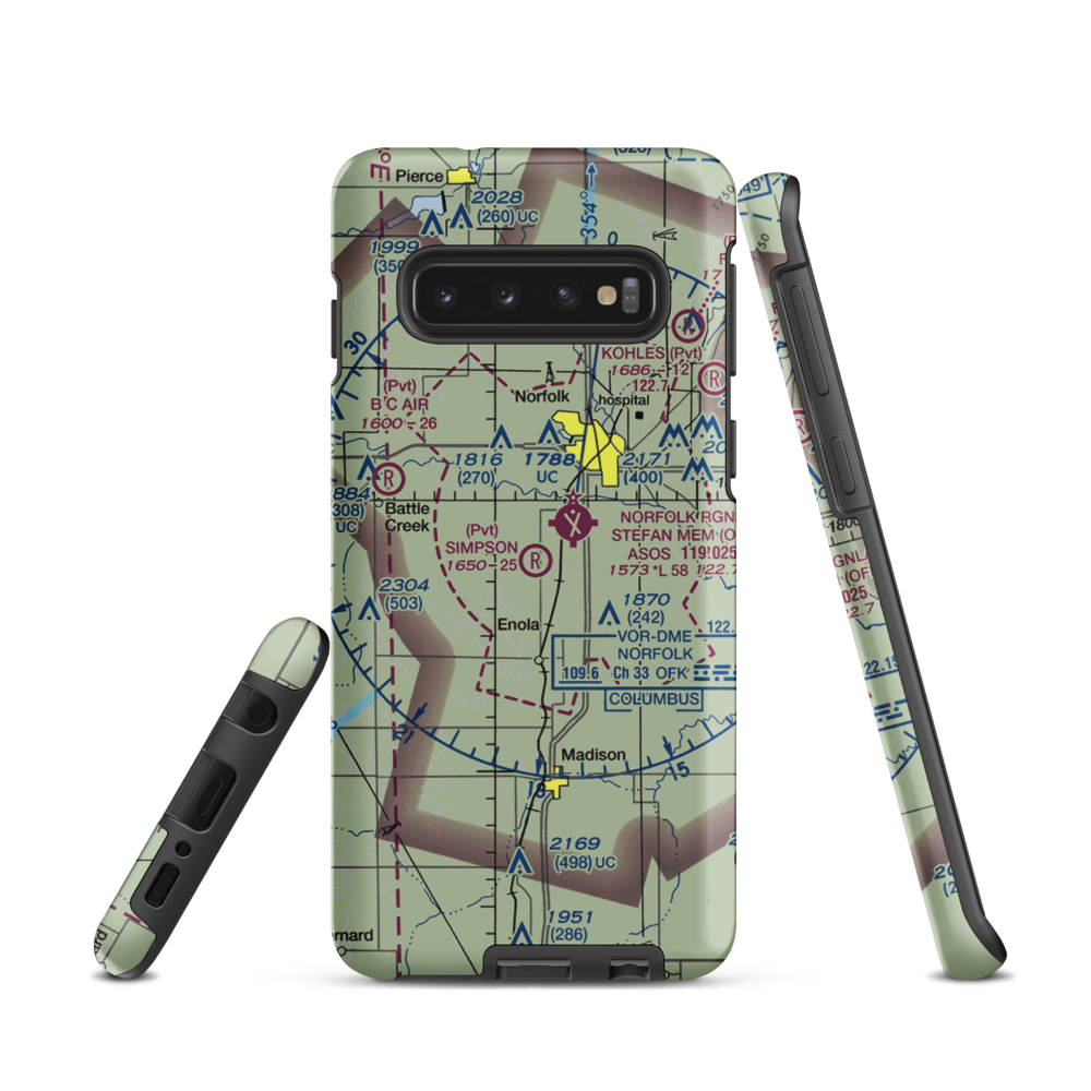 Simpson Airport (NE09) VFR Sectional Samsung Phone Case Samsung Galaxy S10 model shown
