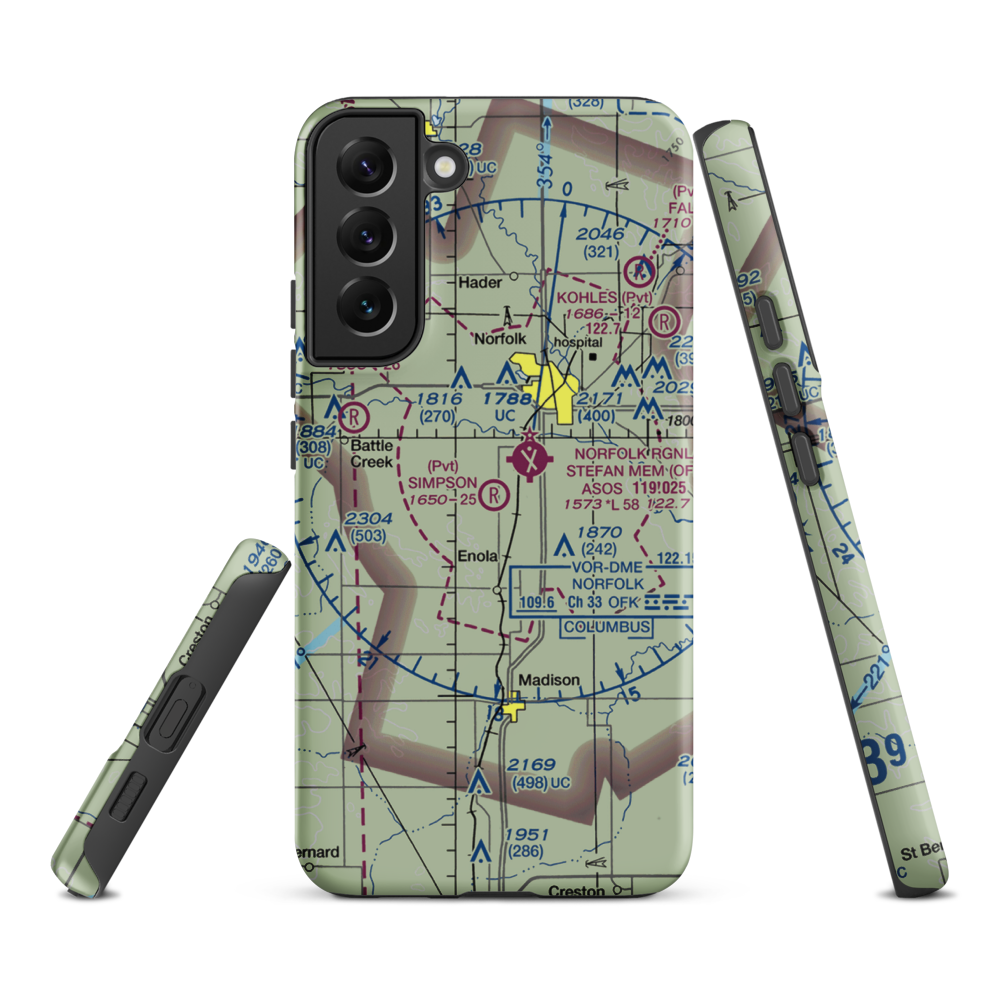 Simpson Airport (NE09) VFR Sectional Samsung Phone Case Samsung Galaxy S22 Plus model shown