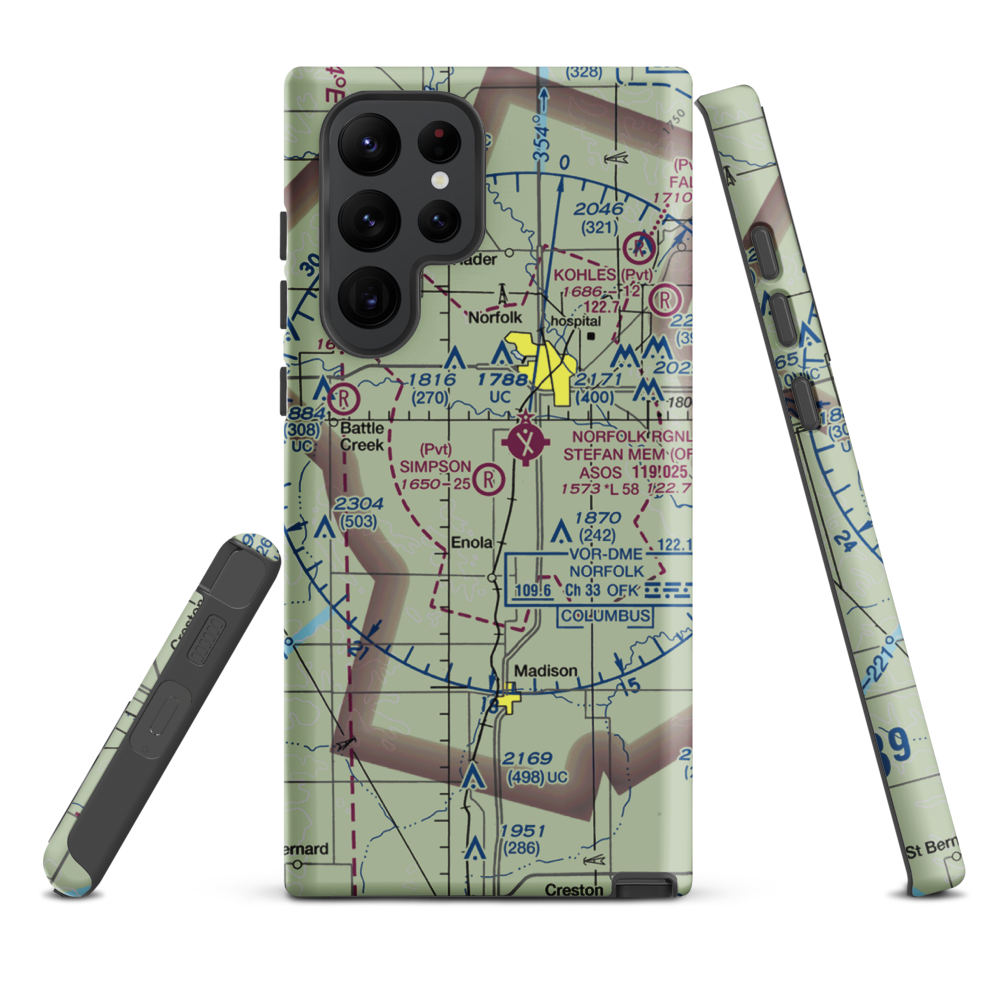 Simpson Airport (NE09) VFR Sectional Samsung Phone Case Samsung Galaxy S22 Ultra model shown
