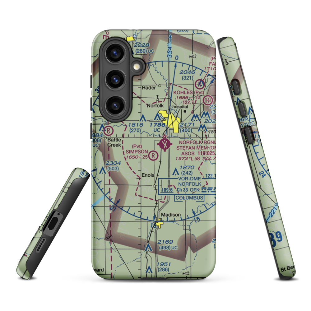 Simpson Airport (NE09) VFR Sectional Samsung Phone Case Samsung Galaxy S24 Plus model shown