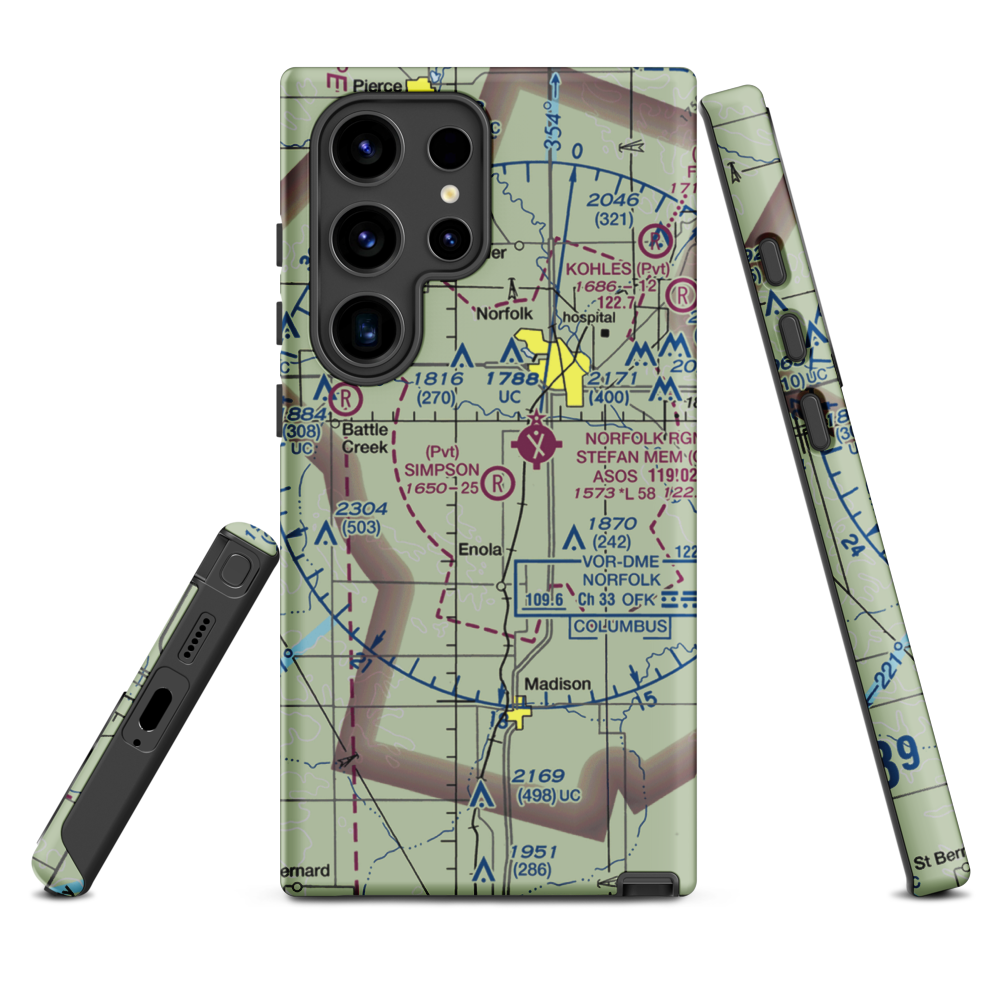 Simpson Airport (NE09) VFR Sectional Samsung Phone Case Samsung Galaxy S24 Ultra model shown