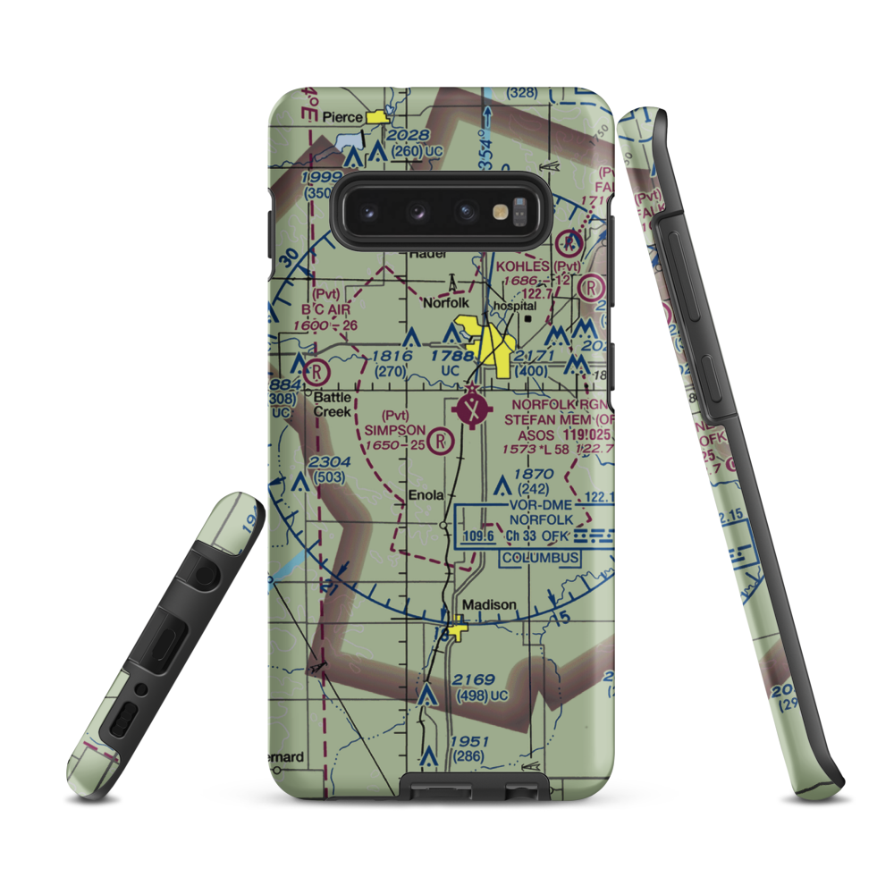 Simpson Airport (NE09) VFR Sectional Samsung Phone Case Samsung Galaxy S10 Plus model shown
