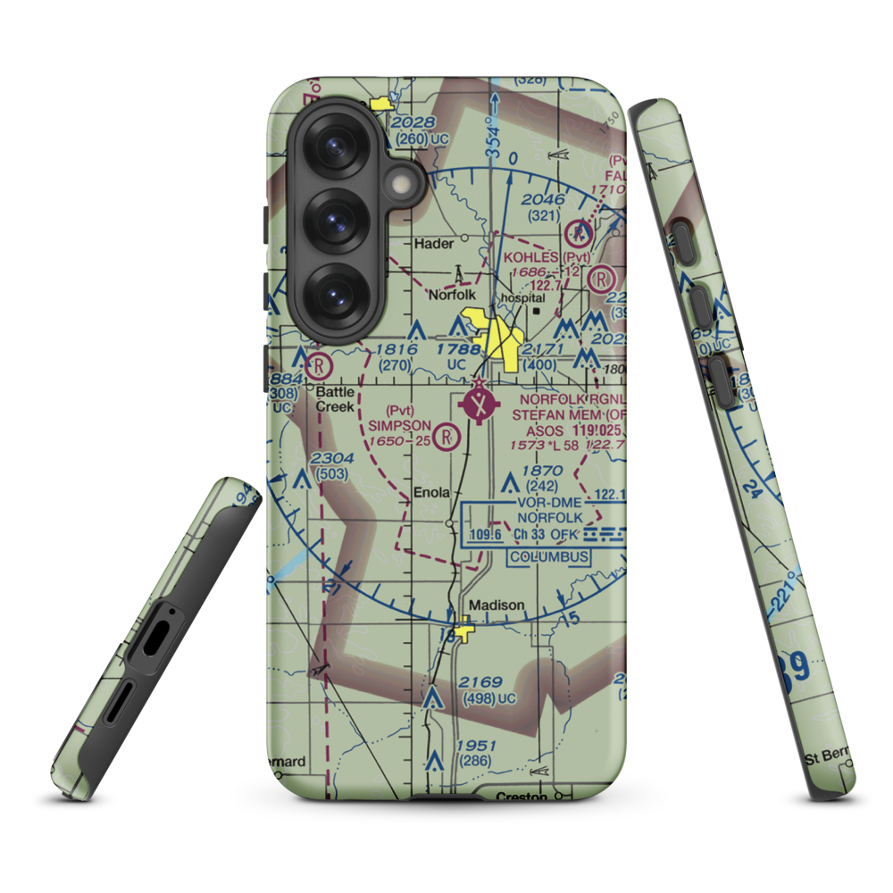 Simpson Airport (NE09) VFR Sectional Samsung Phone Case Samsung Galaxy S25 Plus model shown