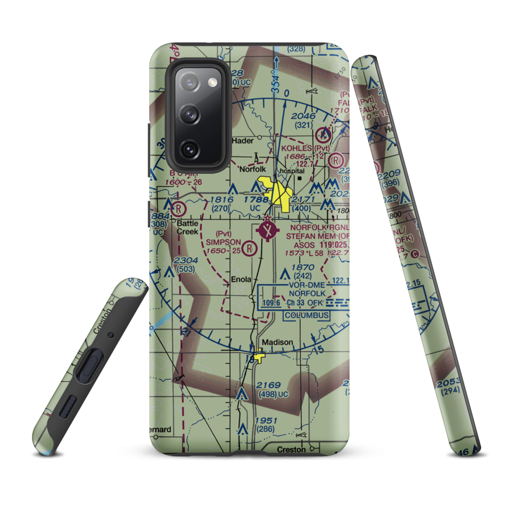 Simpson Airport (NE09) VFR Sectional Samsung Phone Case Samsung Galaxy S20 FE model shown