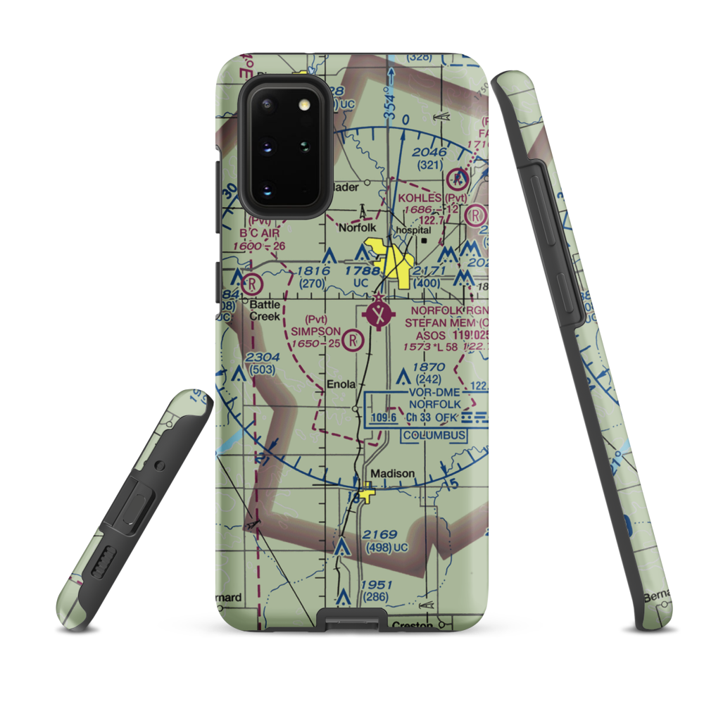 Simpson Airport (NE09) VFR Sectional Samsung Phone Case Samsung Galaxy S20 Plus model shown