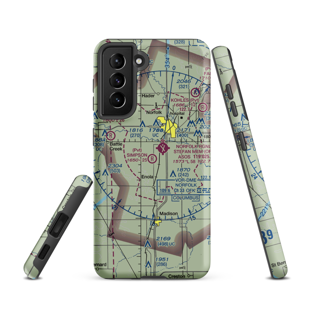 Simpson Airport (NE09) VFR Sectional Samsung Phone Case Samsung Galaxy S21 model shown