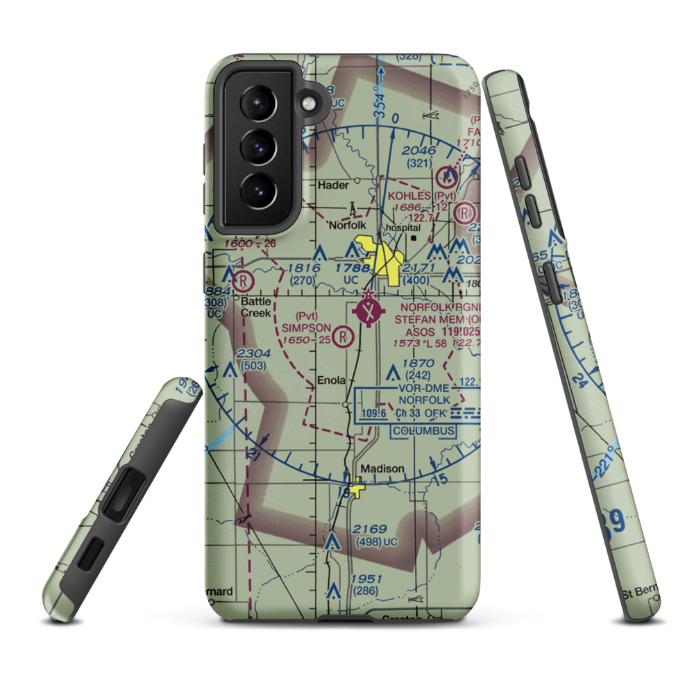 Simpson Airport (NE09) VFR Sectional Samsung Phone Case Samsung Galaxy S21 Plus model shown