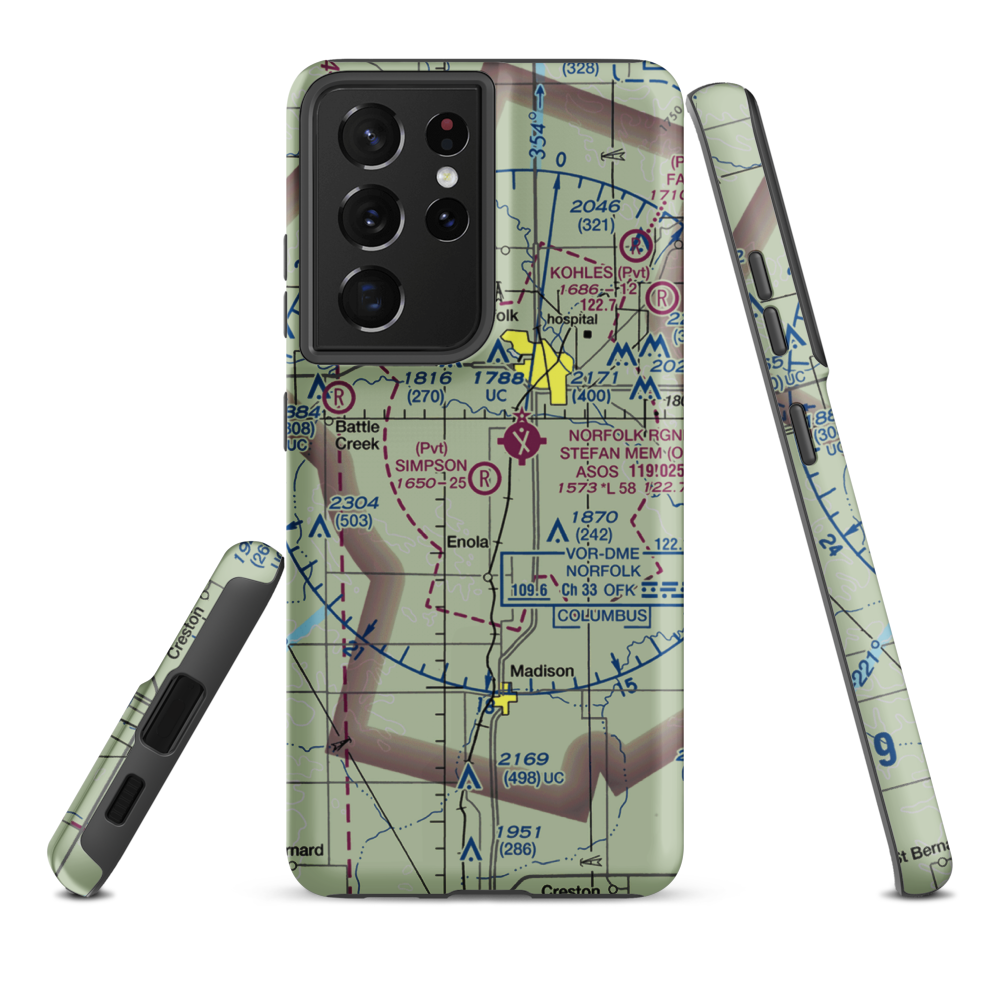 Simpson Airport (NE09) VFR Sectional Samsung Phone Case Samsung Galaxy S21 Ultra model shown