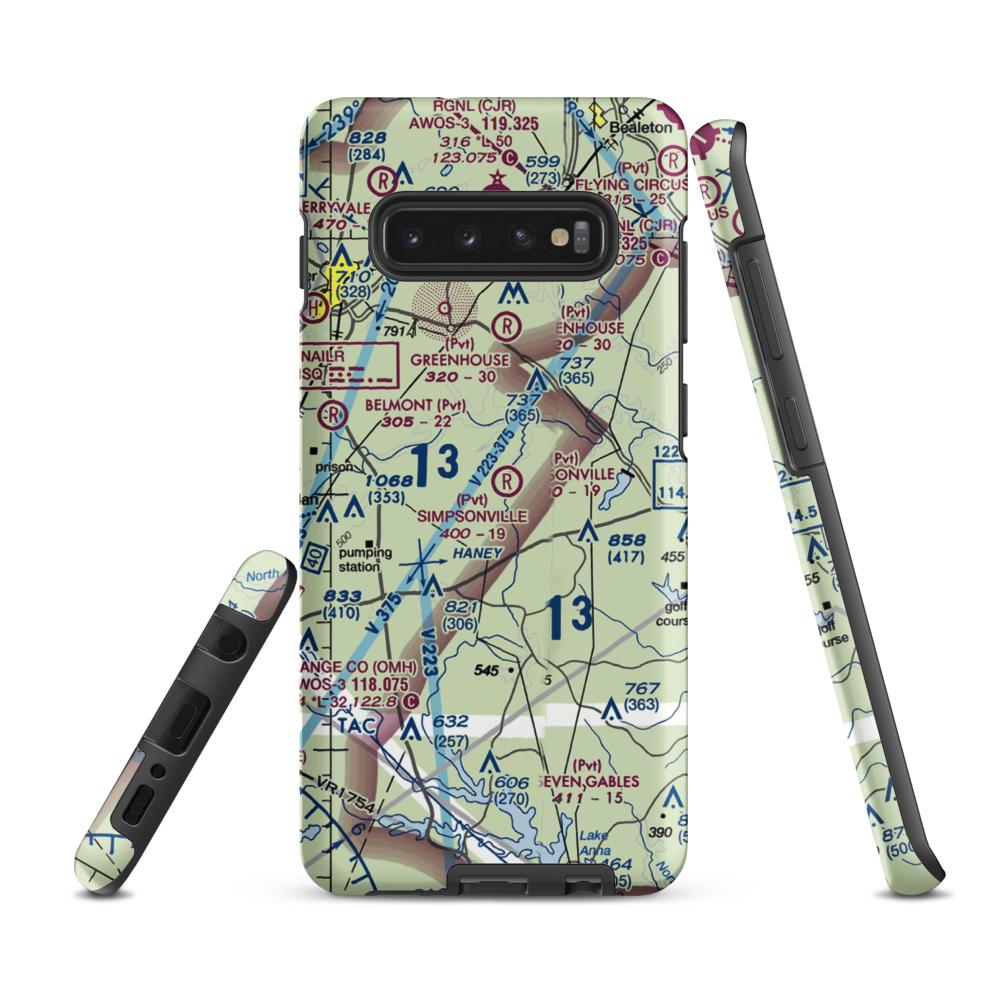 Simpsonville Airport (VG12) VFR Sectional Samsung Phone Case Samsung Galaxy S10 Plus model shown