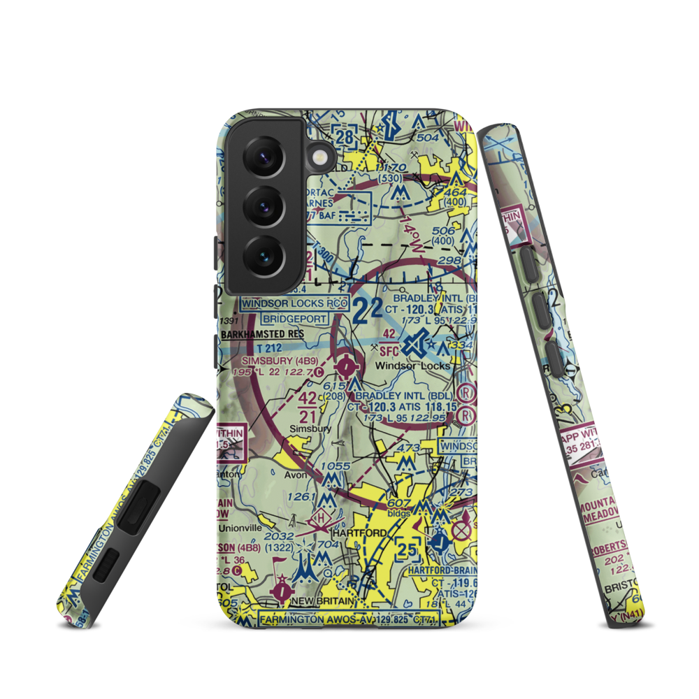 Simsbury Airport (4B9) VFR Sectional Samsung Phone Case Samsung Galaxy S22 model shown