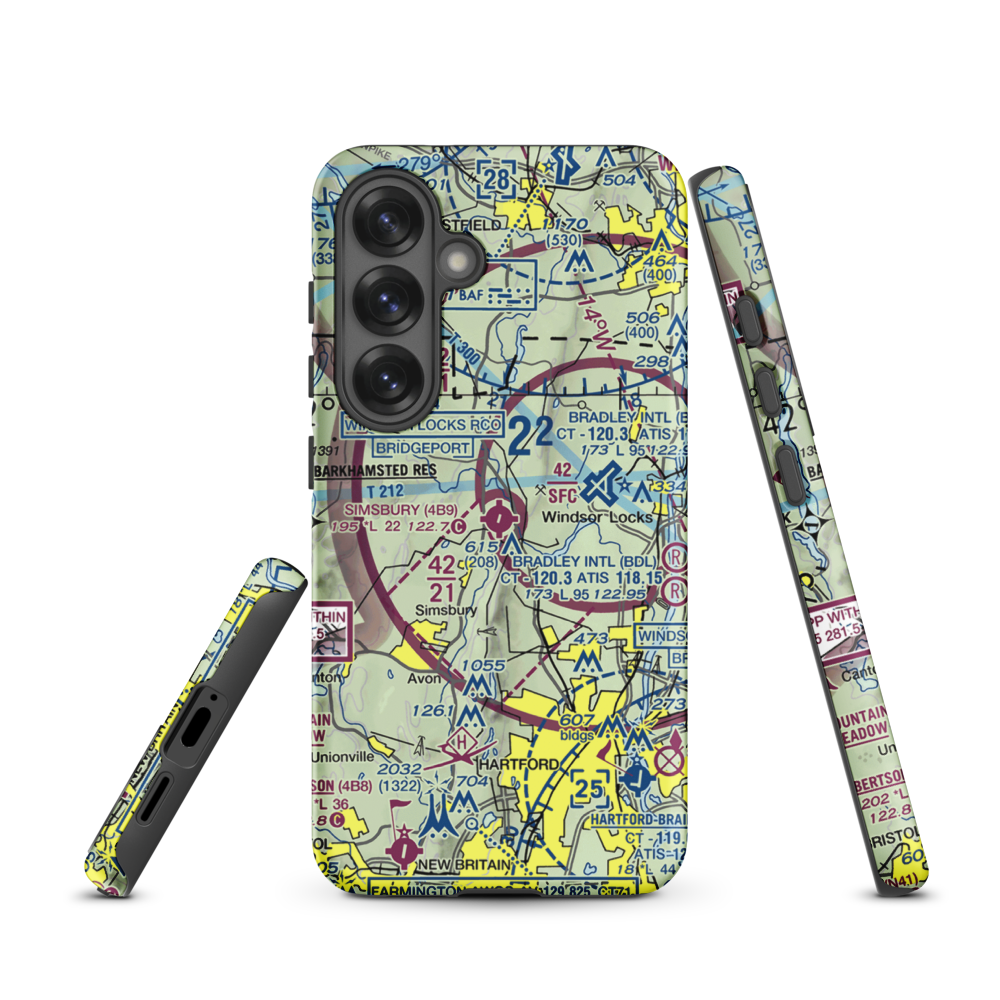 Simsbury Airport (4B9) VFR Sectional Samsung Phone Case Samsung Galaxy S25 model shown