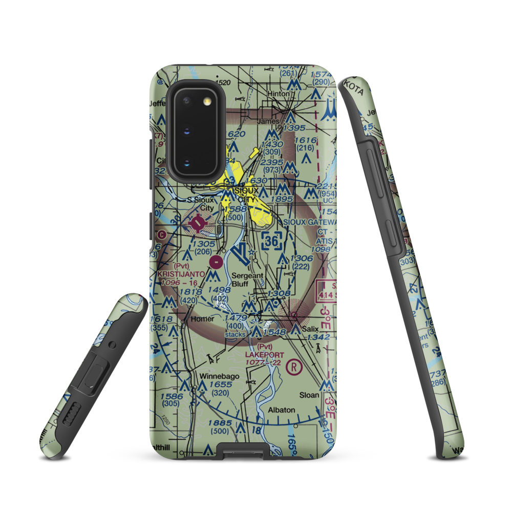 Sioux Gateway Airport/Brigadier General Bud Day Field (SUX) VFR Sectional Samsung Phone Case Samsung Galaxy S20 model shown