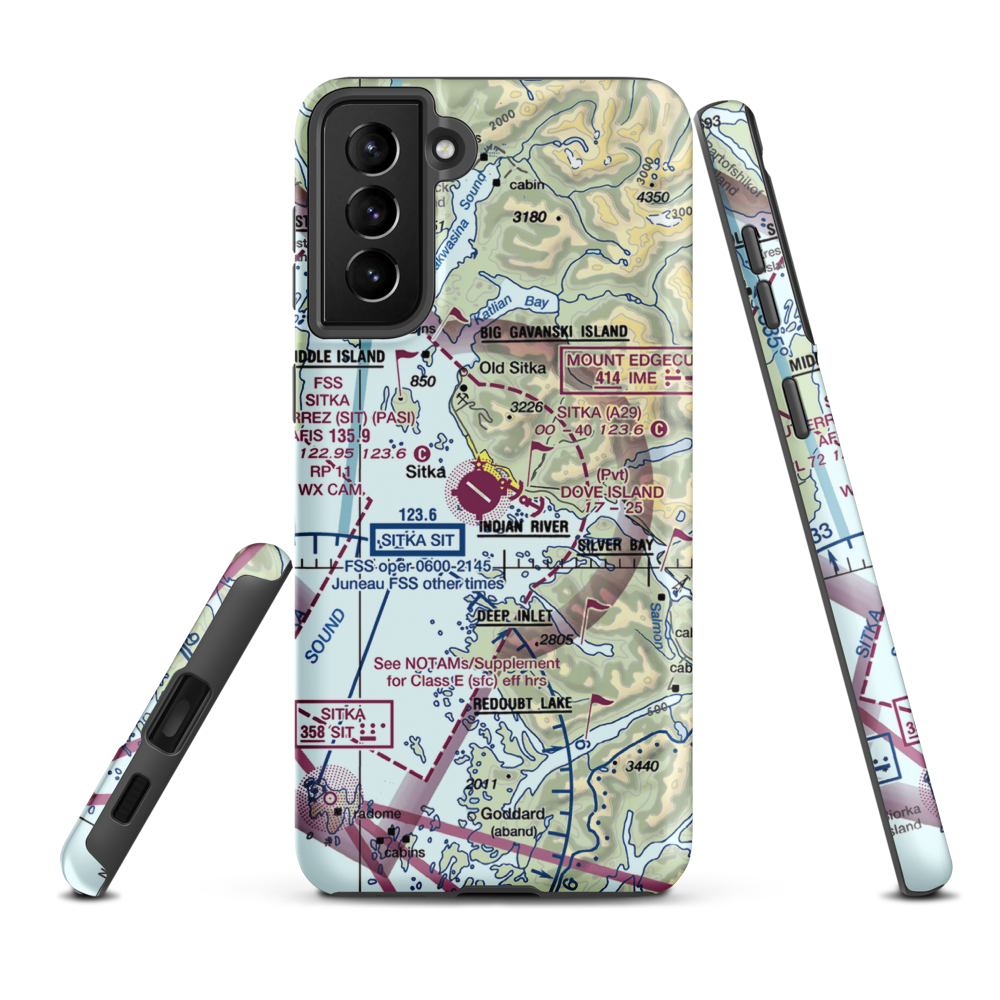 Sitka Seaplane Base (A29) VFR Sectional Samsung Phone Case Samsung Galaxy S21 Plus model shown