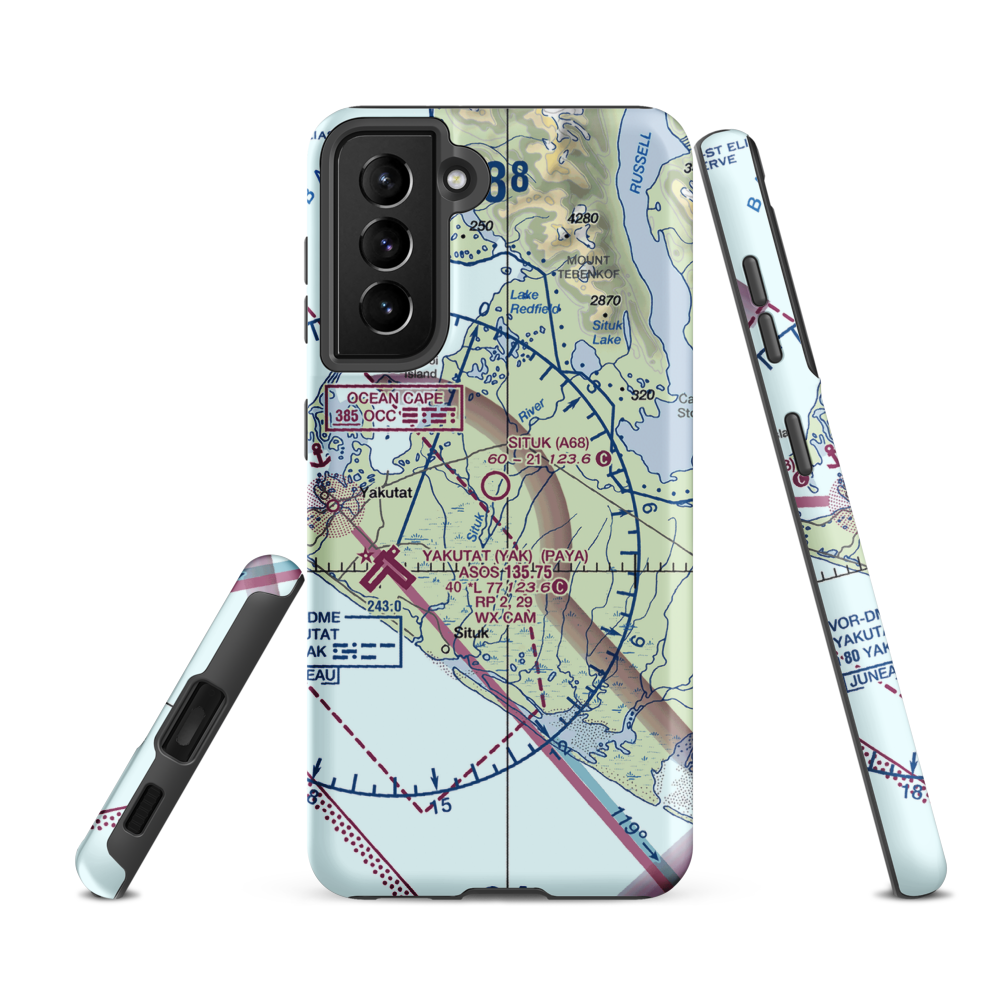 Situk Airport (A68) VFR Sectional Samsung Phone Case Samsung Galaxy S21 FE model shown