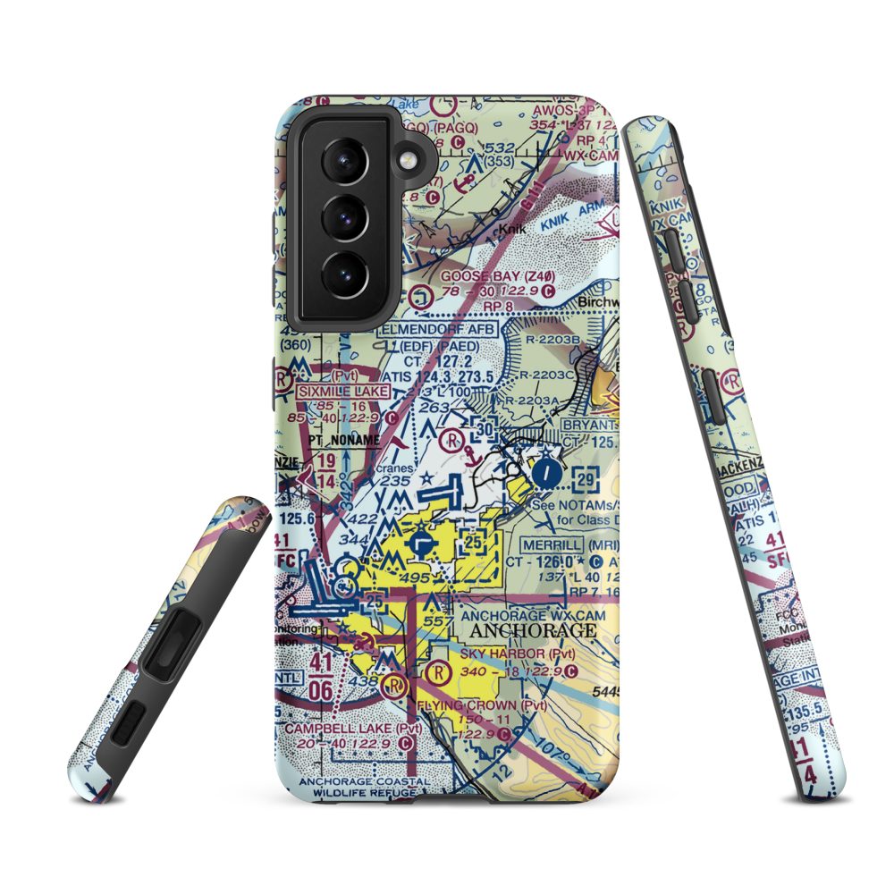 Sixmile Lake Airport (AA06) VFR Sectional Samsung Phone Case Samsung Galaxy S21 Ultra model shown