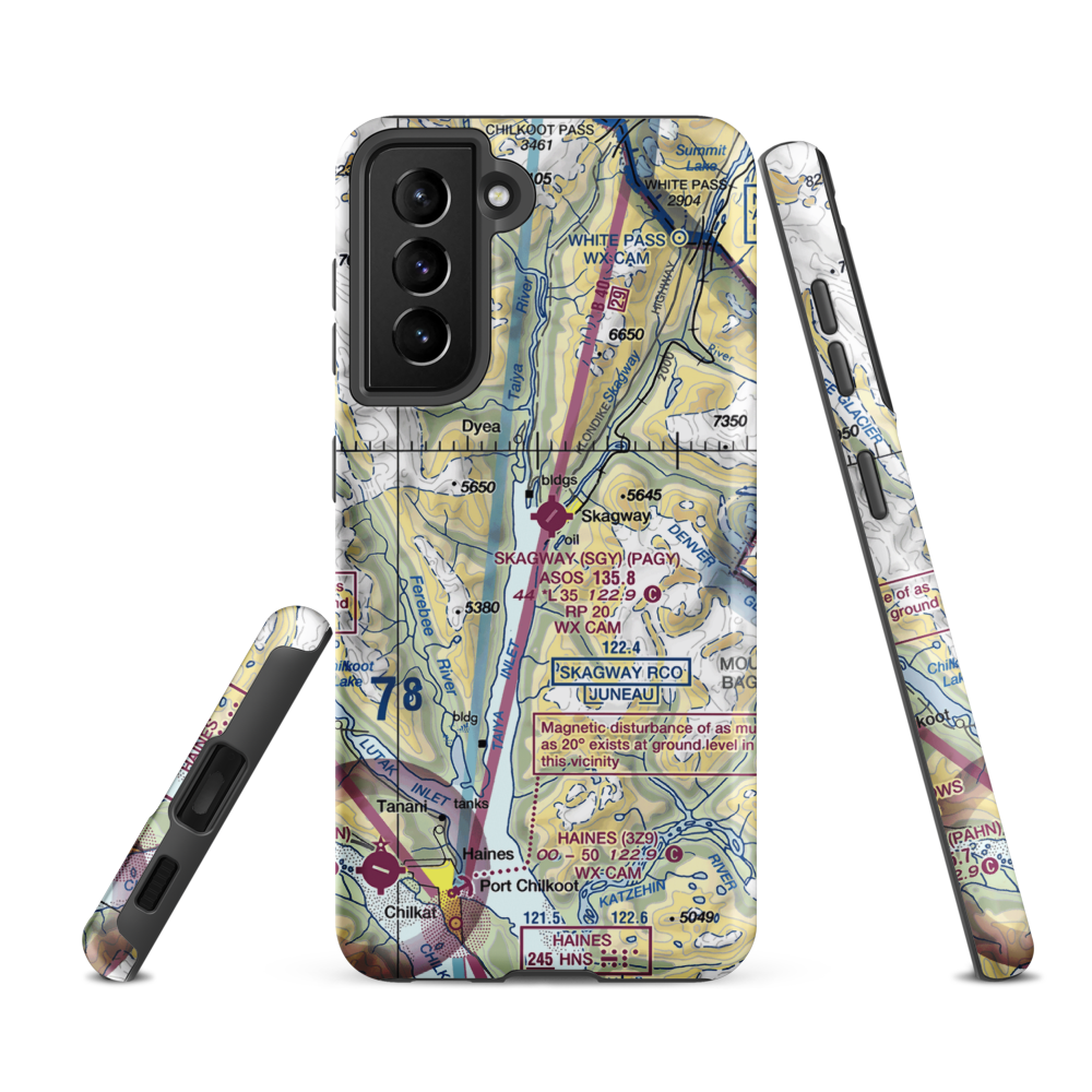 Skagway Seaplane Base (7K2) VFR Sectional Samsung Phone Case Samsung Galaxy S21 FE model shown