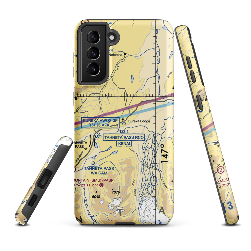 Skelton Airport (3AK1) VFR Sectional Samsung Phone Case Samsung Galaxy S21 Plus model shown