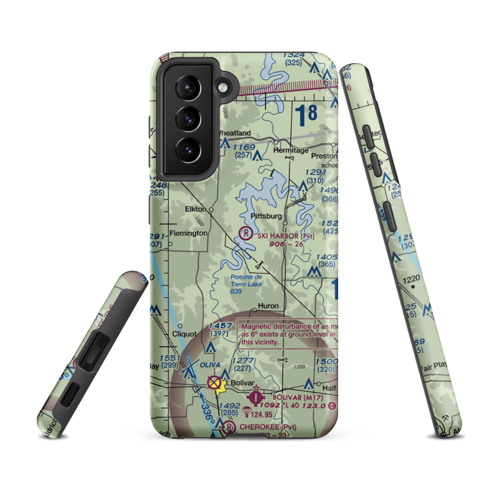 Ski Harbor Airport (67MO) VFR Sectional Samsung Phone Case Samsung Galaxy S21 FE model shown