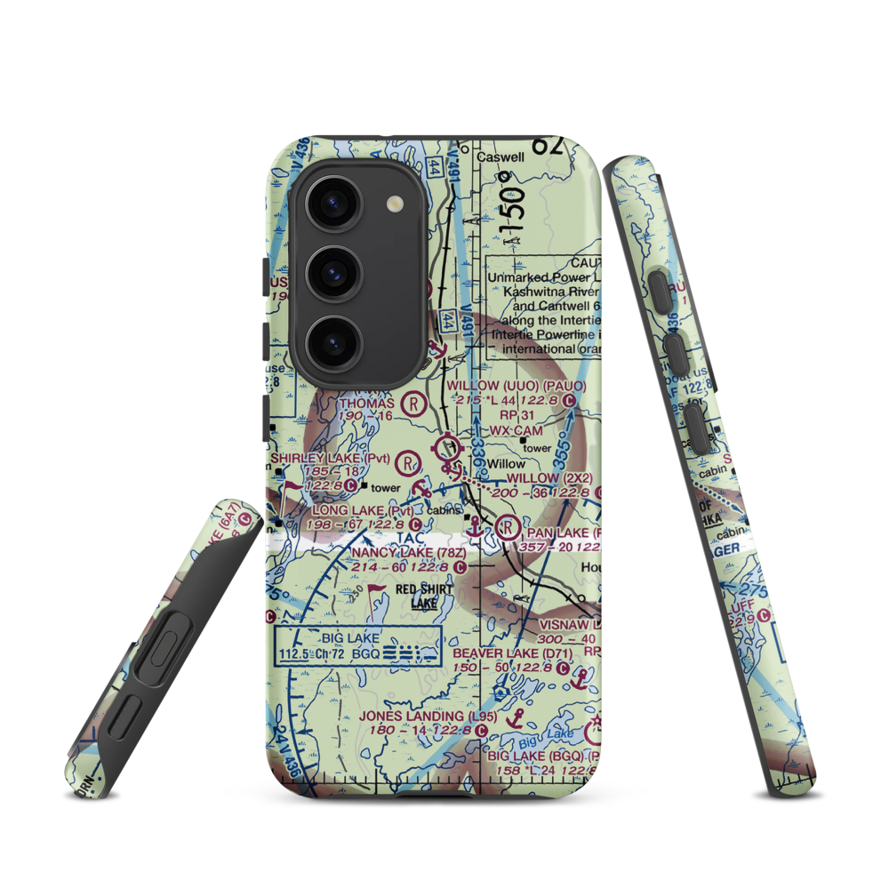 Skid Marks Airport (AK67) VFR Sectional Samsung Phone Case Samsung Galaxy S23 model shown