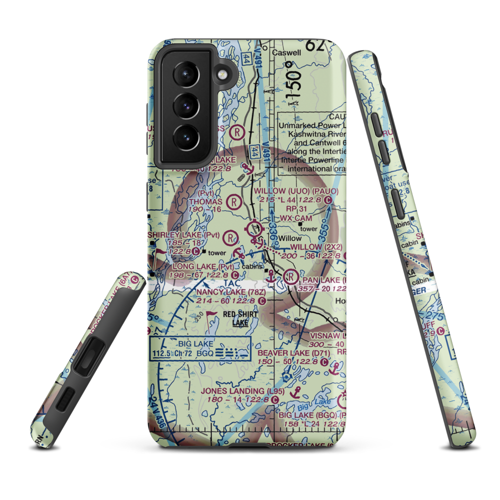 Skid Marks Airport (AK67) VFR Sectional Samsung Phone Case Samsung Galaxy S21 Plus model shown