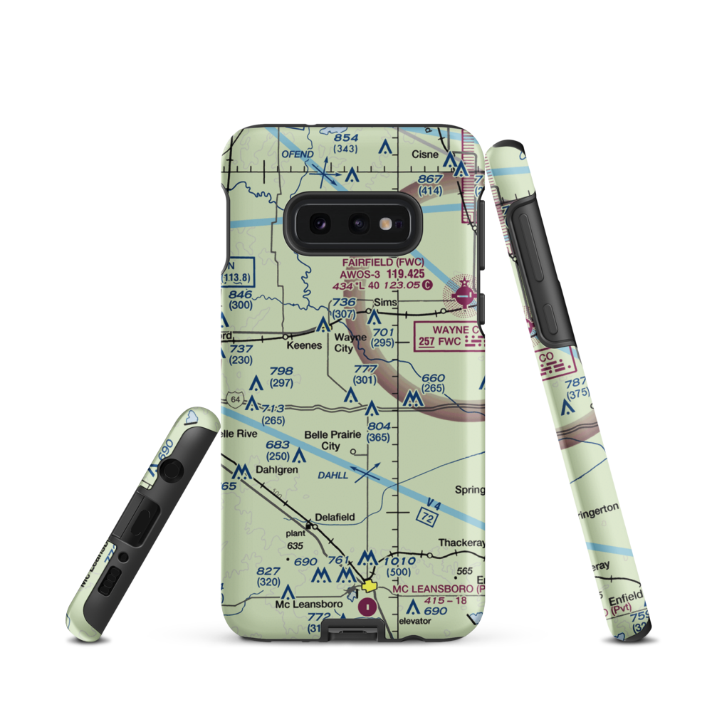 Skillet Fork Farm Airport (19IS) VFR Sectional Samsung Phone Case Samsung Galaxy S10 Plus model shown