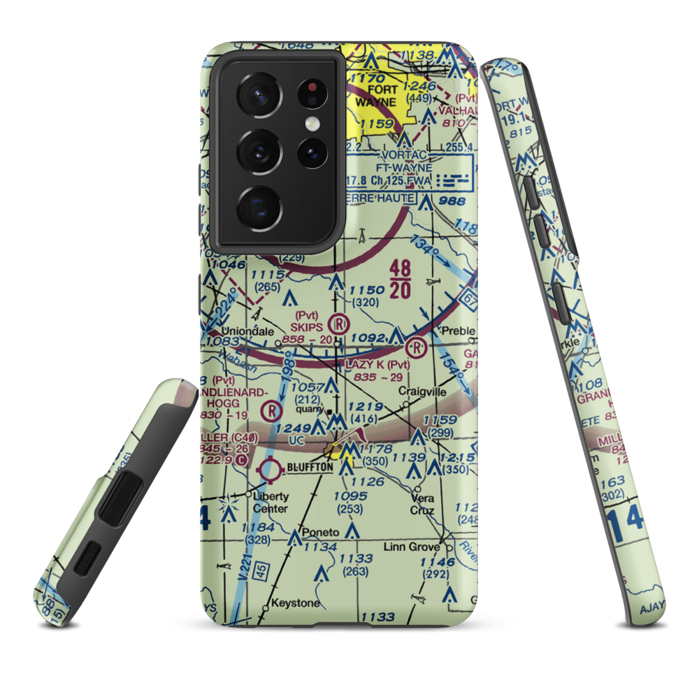 Skip's Place Airport (2IN0) VFR Sectional Samsung Phone Case Samsung Galaxy S21 Ultra model shown