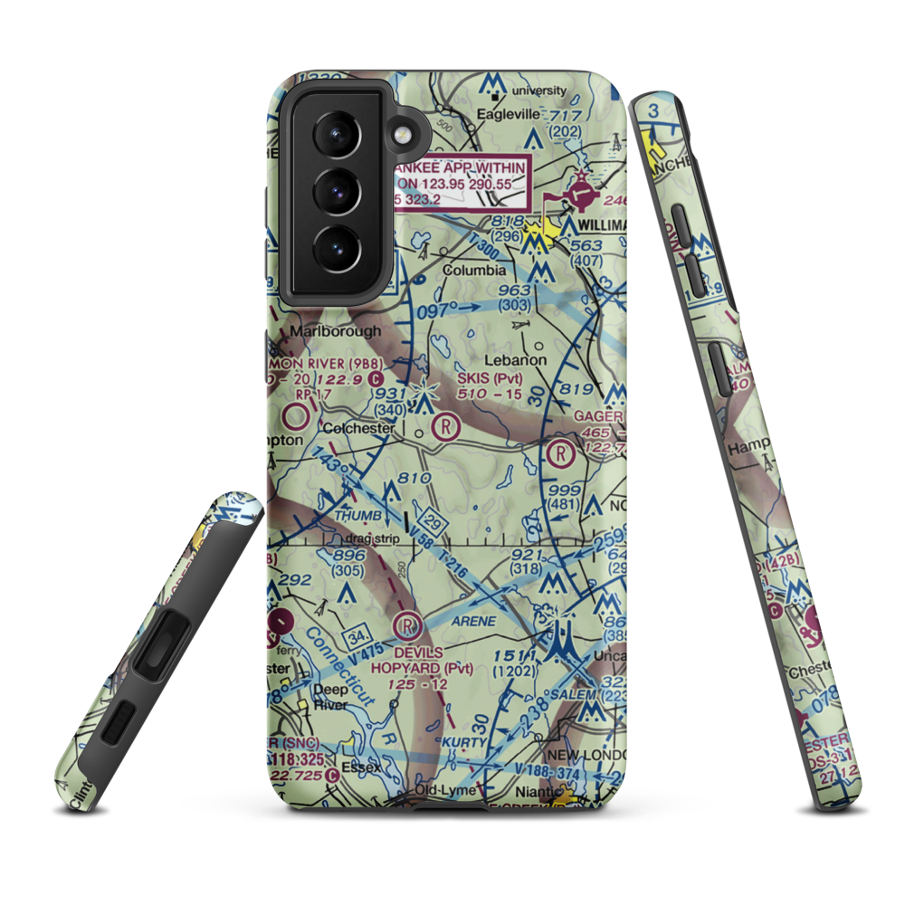 Skis Landing Area Airport (CT07) VFR Sectional Samsung Phone Case Samsung Galaxy S21 Plus model shown