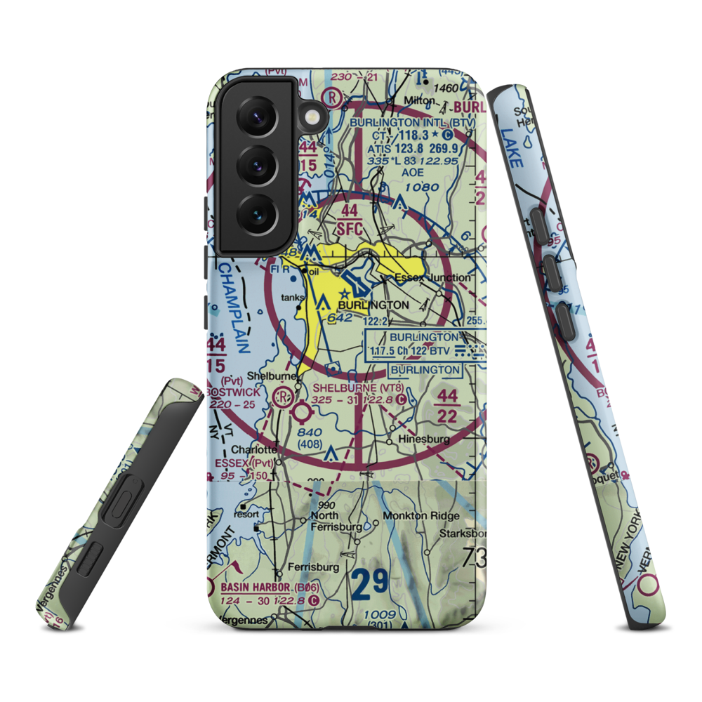 Sky Acres Airport (VT25) VFR Sectional Samsung Phone Case Samsung Galaxy S22 Plus model shown