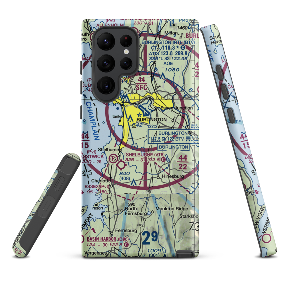 Sky Acres Airport (VT25) VFR Sectional Samsung Phone Case Samsung Galaxy S22 Ultra model shown