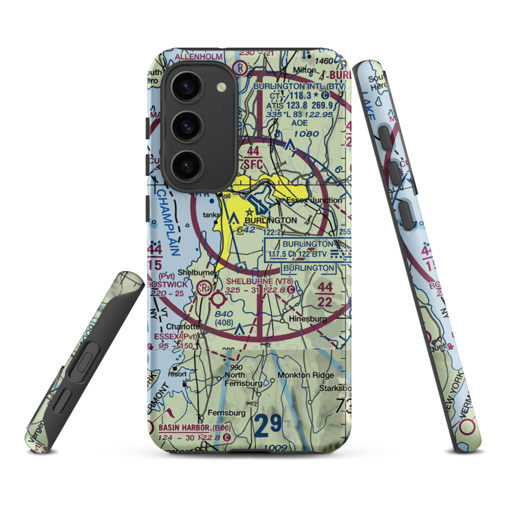 Sky Acres Airport (VT25) VFR Sectional Samsung Phone Case Samsung Galaxy S23 Plus model shown