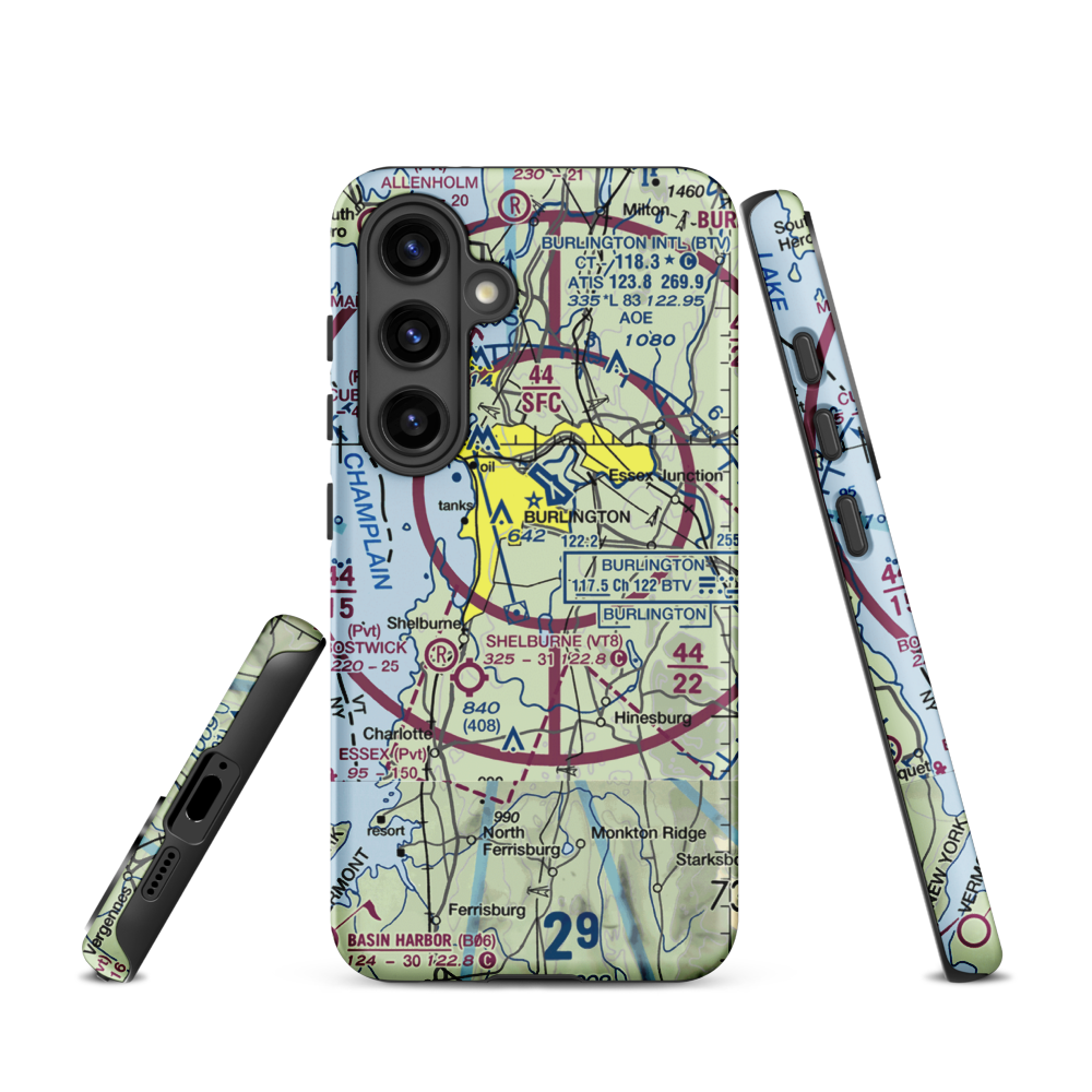 Sky Acres Airport (VT25) VFR Sectional Samsung Phone Case Samsung Galaxy S24 model shown