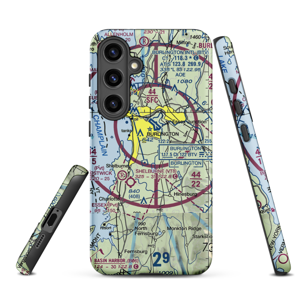 Sky Acres Airport (VT25) VFR Sectional Samsung Phone Case Samsung Galaxy S24 Plus model shown