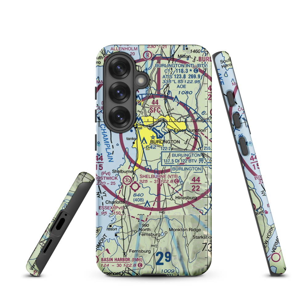 Sky Acres Airport (VT25) VFR Sectional Samsung Phone Case Samsung Galaxy S25 model shown