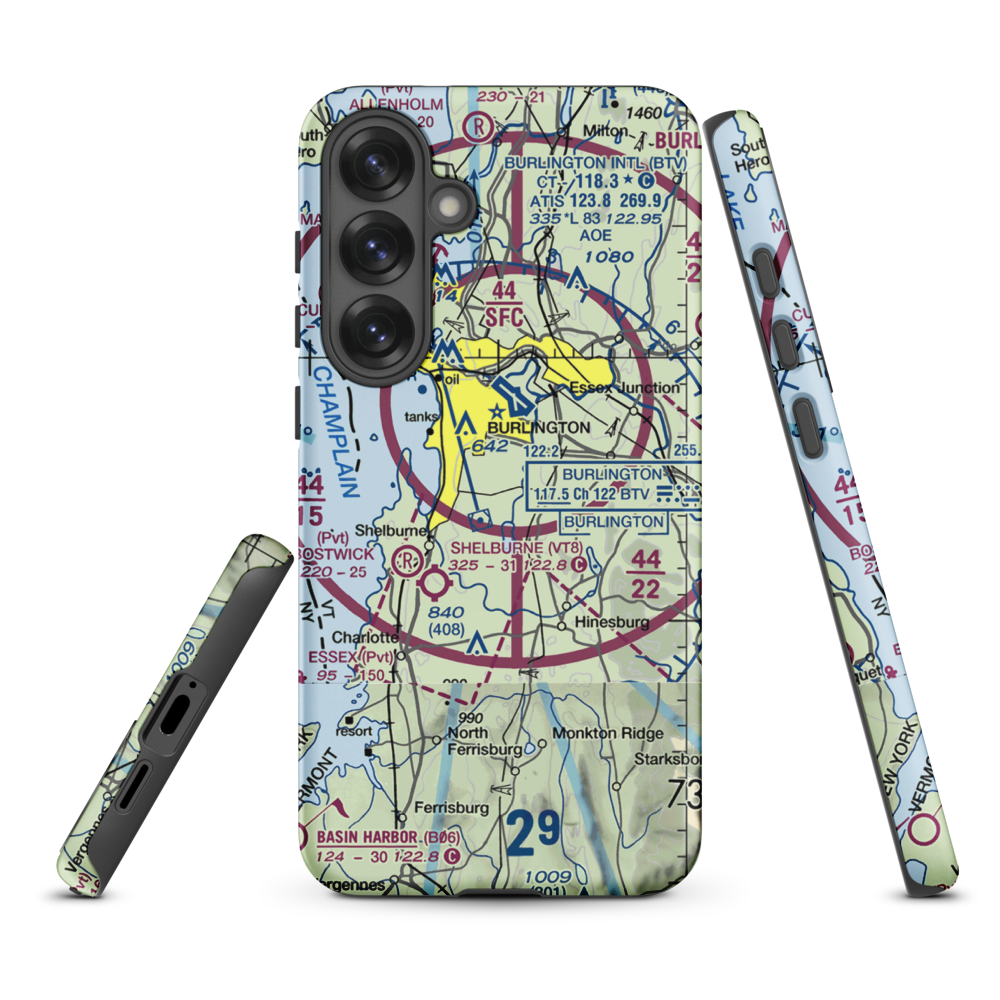 Sky Acres Airport (VT25) VFR Sectional Samsung Phone Case Samsung Galaxy S25 Plus model shown