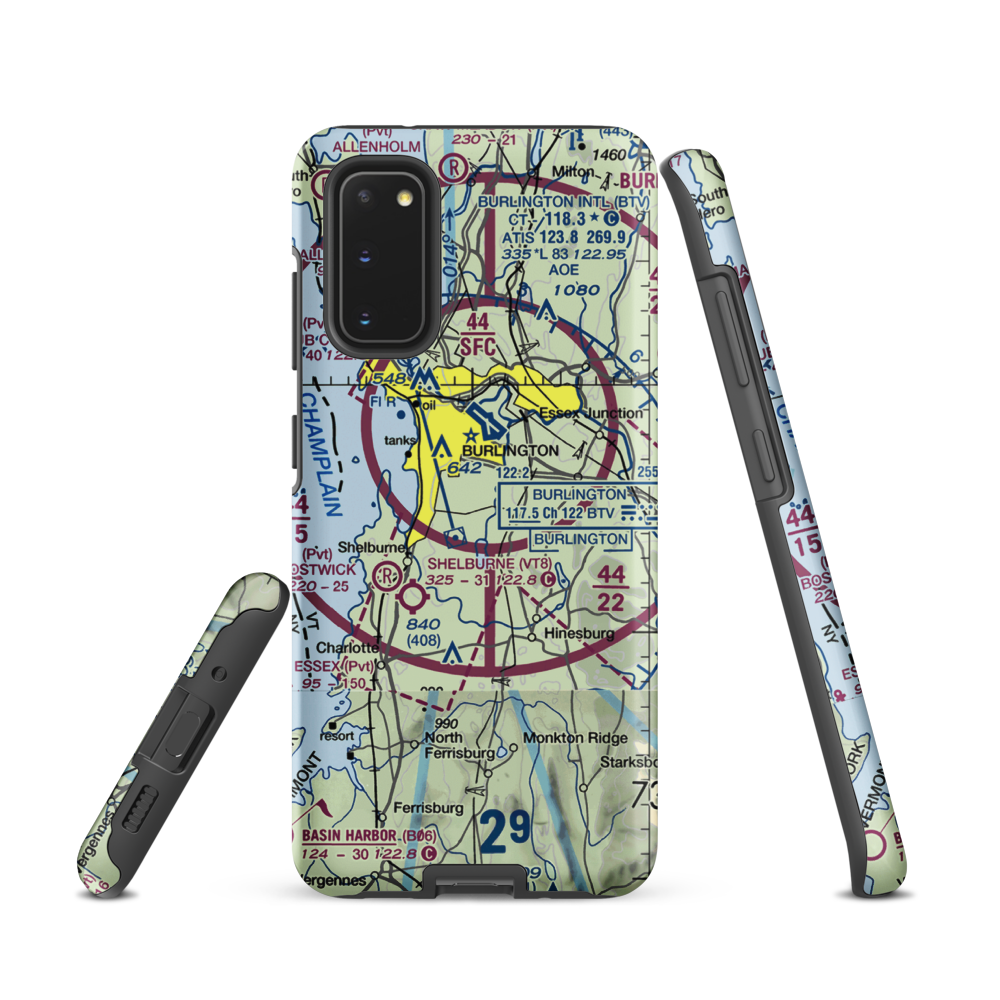 Sky Acres Airport (VT25) VFR Sectional Samsung Phone Case Samsung Galaxy S20 model shown