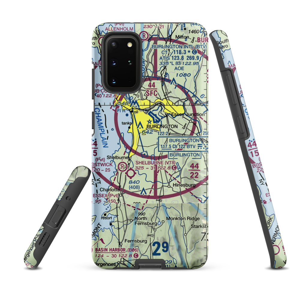 Sky Acres Airport (VT25) VFR Sectional Samsung Phone Case Samsung Galaxy S20 Plus model shown