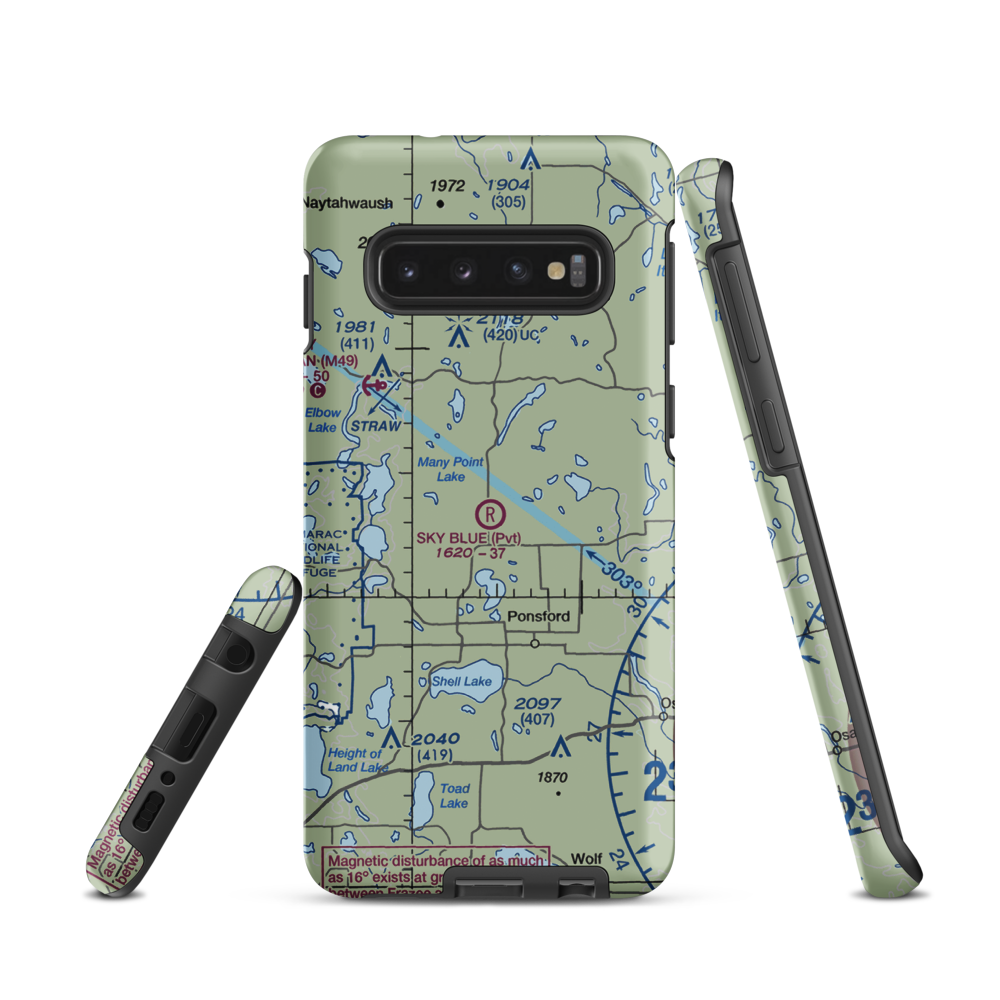 Sky Blue Airfield (6MN0) VFR Sectional Samsung Phone Case Samsung Galaxy S10 model shown