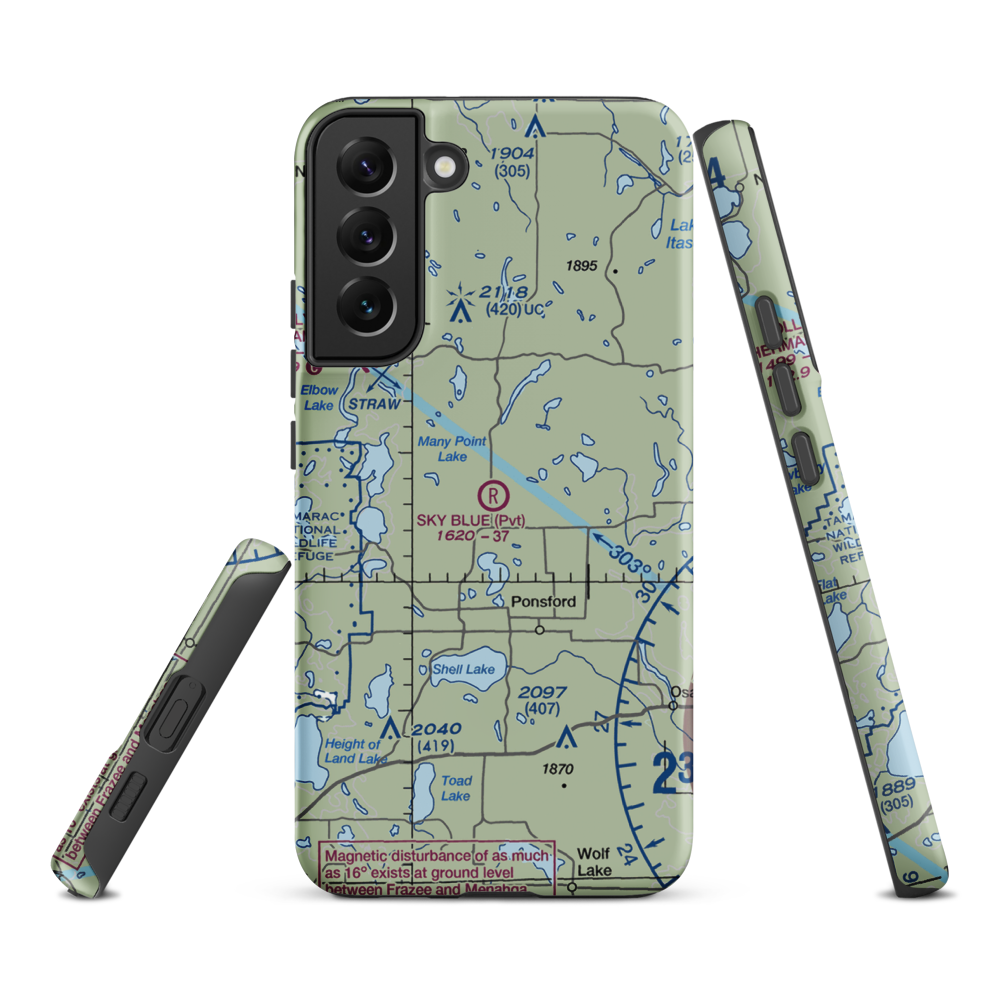 Sky Blue Airfield (6MN0) VFR Sectional Samsung Phone Case Samsung Galaxy S22 Plus model shown