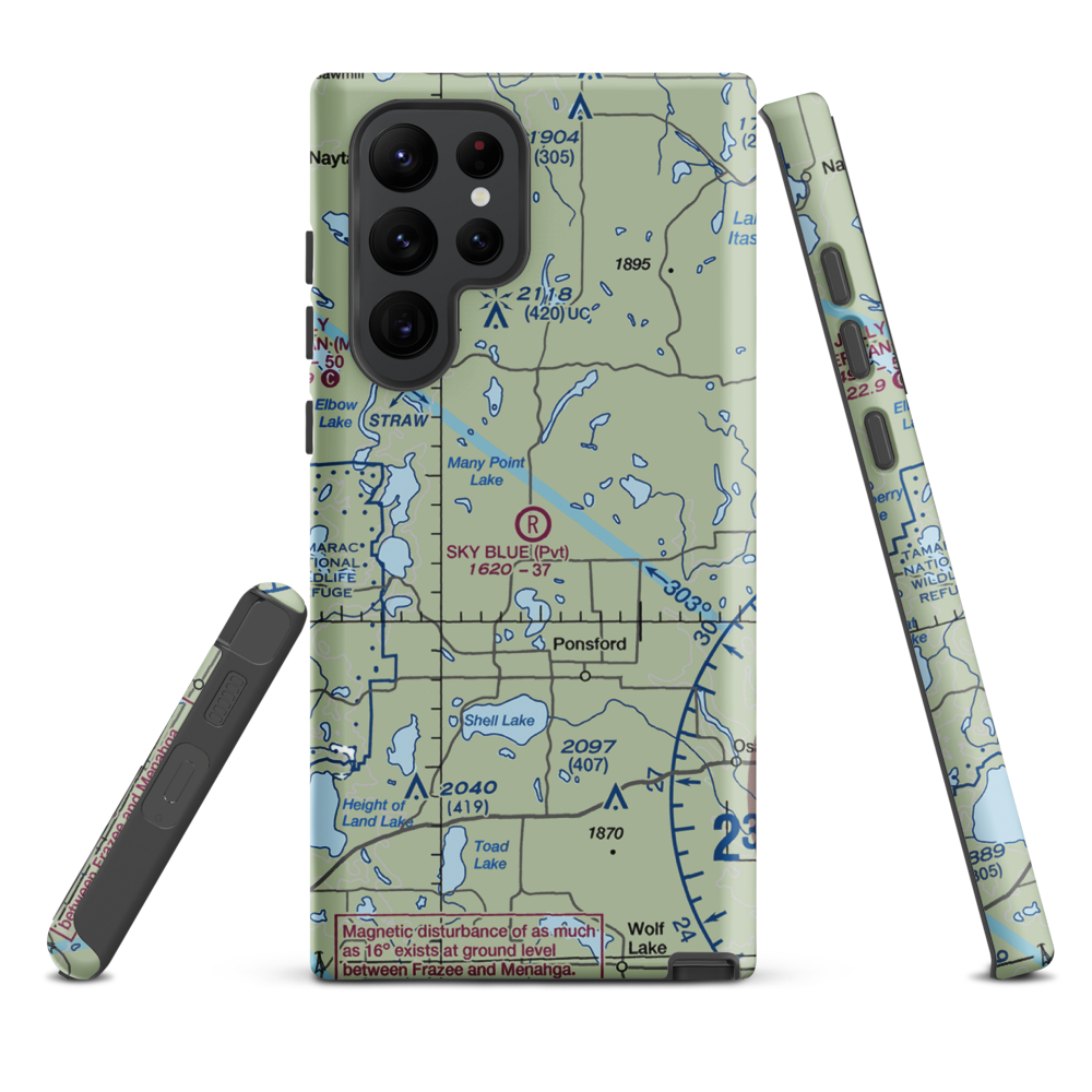 Sky Blue Airfield (6MN0) VFR Sectional Samsung Phone Case Samsung Galaxy S22 Ultra model shown