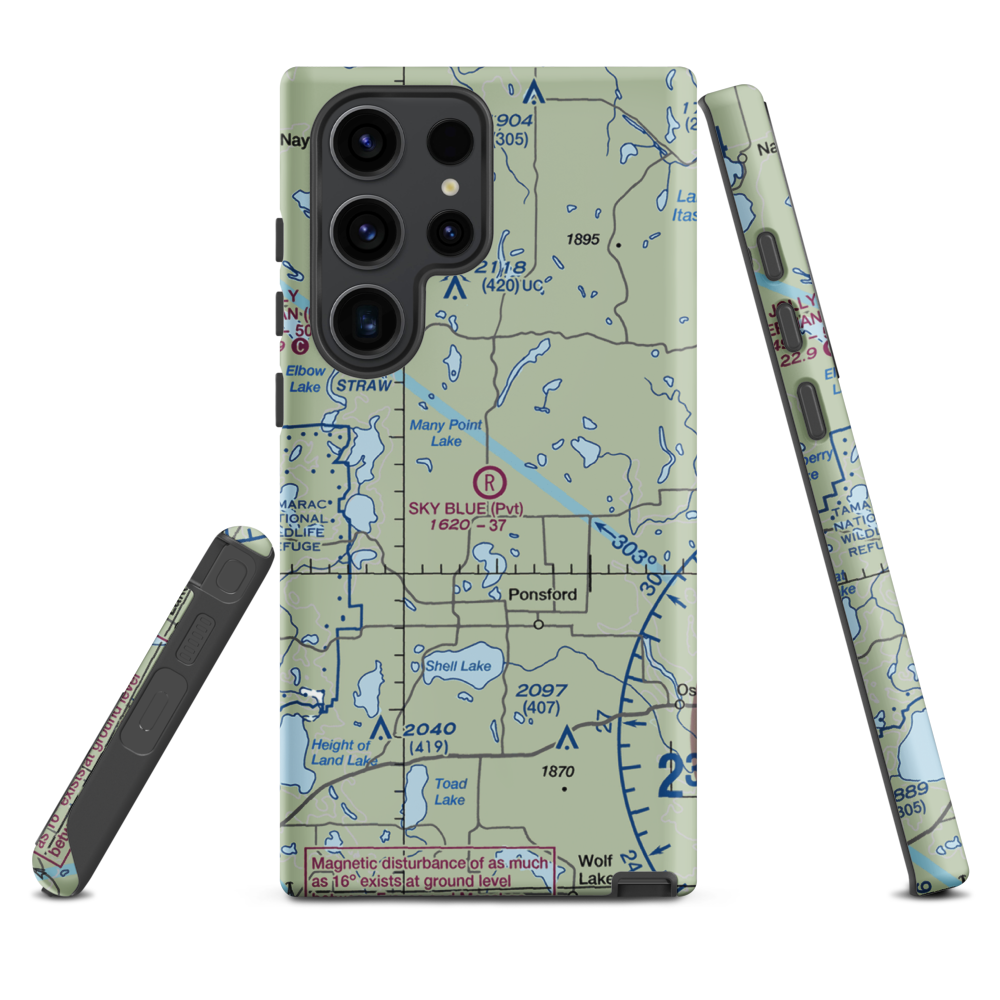 Sky Blue Airfield (6MN0) VFR Sectional Samsung Phone Case Samsung Galaxy S23 Ultra model shown