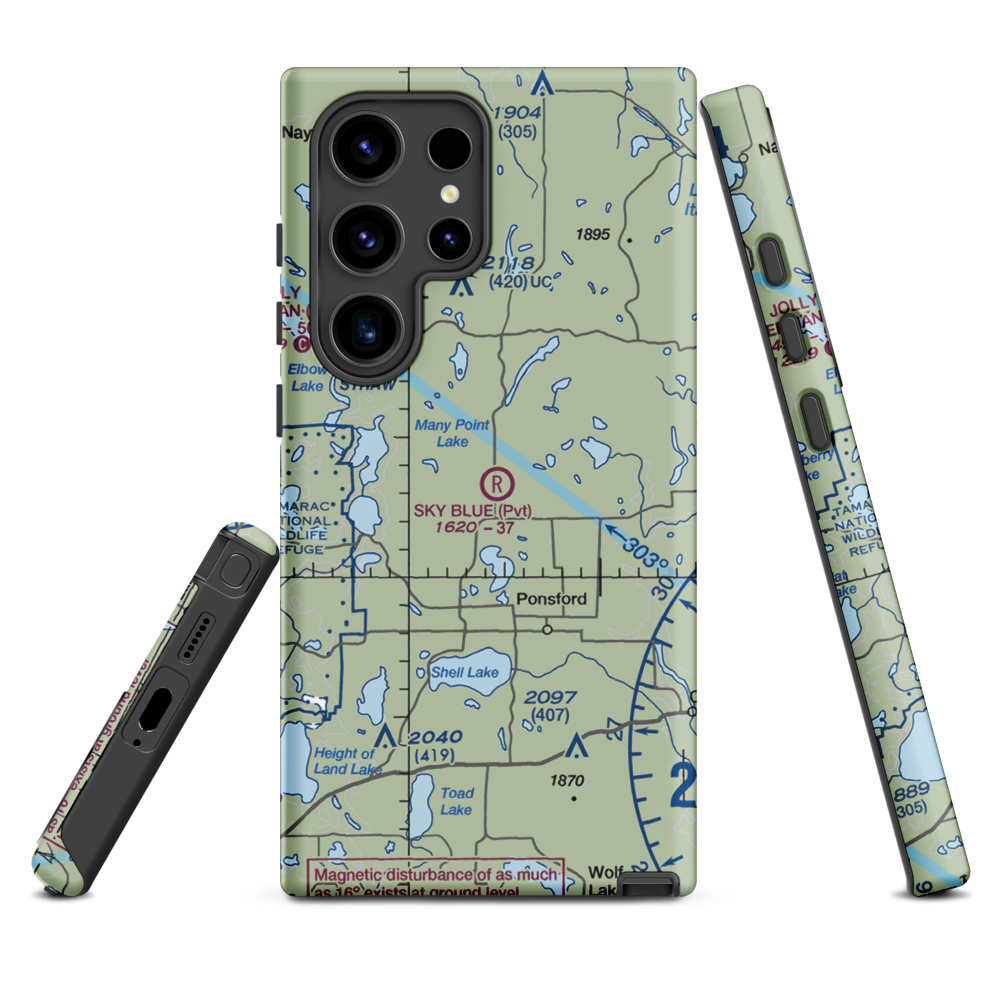 Sky Blue Airfield (6MN0) VFR Sectional Samsung Phone Case Samsung Galaxy S24 Ultra model shown
