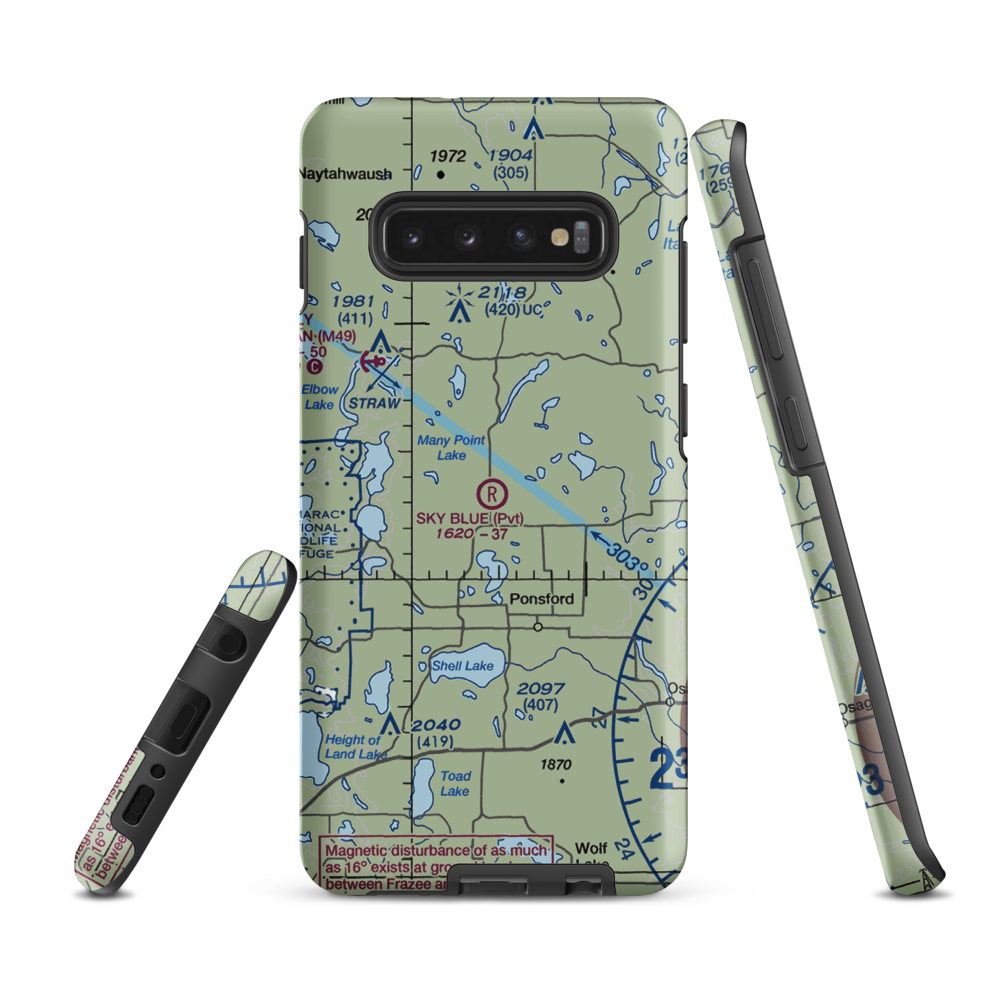 Sky Blue Airfield (6MN0) VFR Sectional Samsung Phone Case Samsung Galaxy S10 Plus model shown