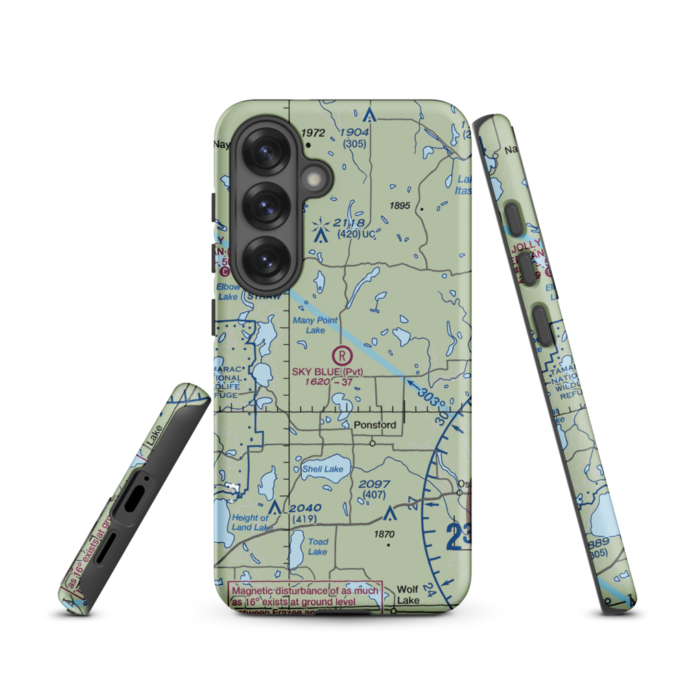 Sky Blue Airfield (6MN0) VFR Sectional Samsung Phone Case Samsung Galaxy S25 model shown