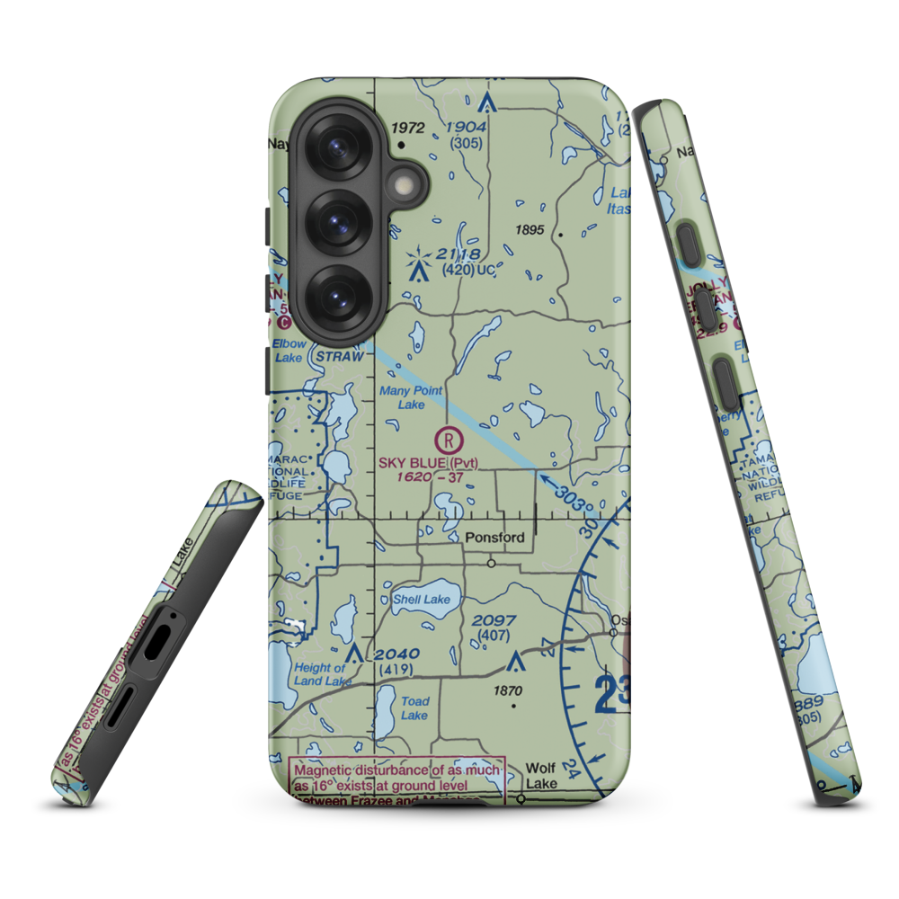 Sky Blue Airfield (6MN0) VFR Sectional Samsung Phone Case Samsung Galaxy S25 Plus model shown