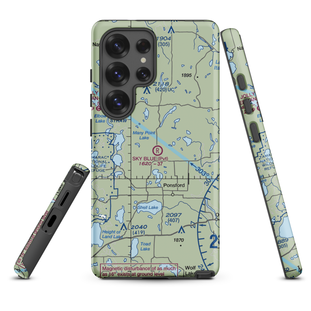 Sky Blue Airfield (6MN0) VFR Sectional Samsung Phone Case Samsung Galaxy S25 Ultra model shown