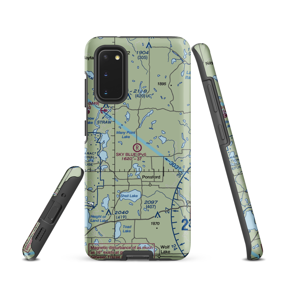 Sky Blue Airfield (6MN0) VFR Sectional Samsung Phone Case Samsung Galaxy S20 model shown