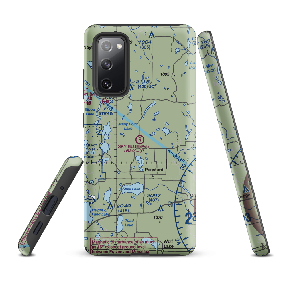 Sky Blue Airfield (6MN0) VFR Sectional Samsung Phone Case Samsung Galaxy S20 FE model shown