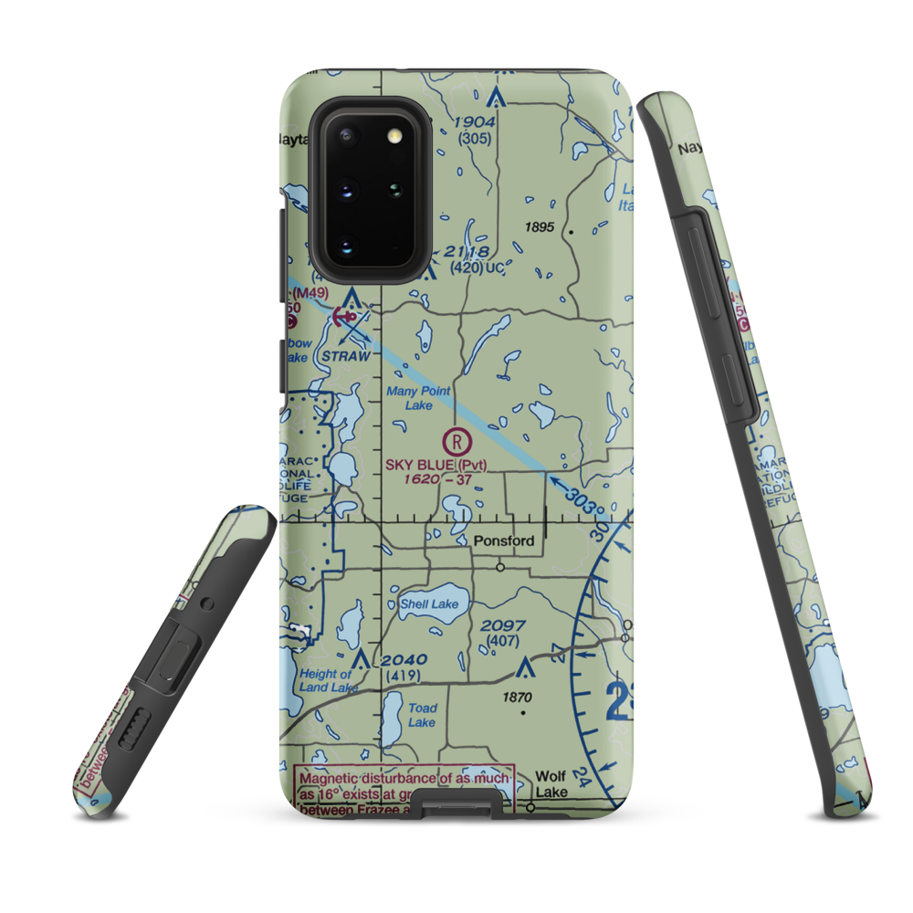 Sky Blue Airfield (6MN0) VFR Sectional Samsung Phone Case Samsung Galaxy S20 Plus model shown