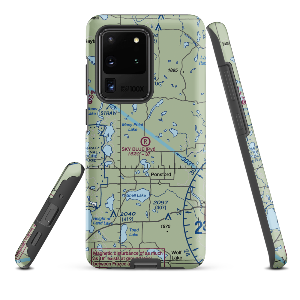Sky Blue Airfield (6MN0) VFR Sectional Samsung Phone Case Samsung Galaxy S20 Ultra model shown