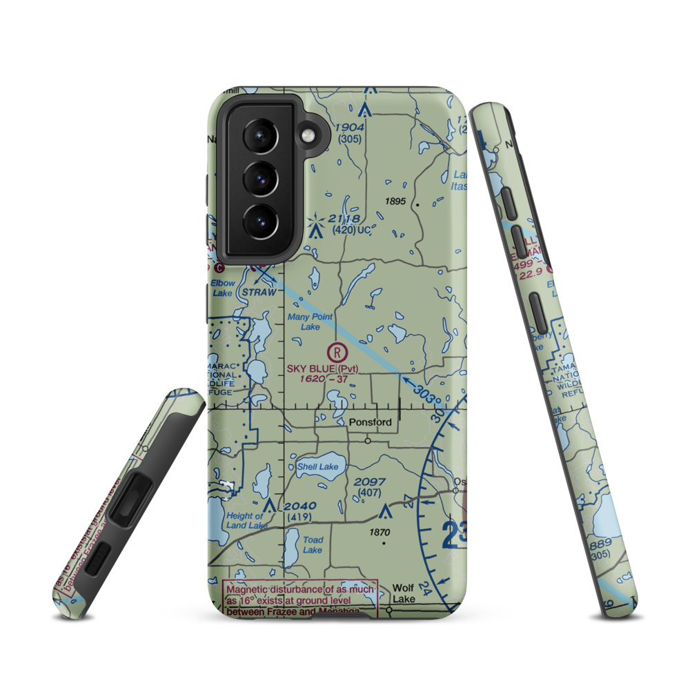 Sky Blue Airfield (6MN0) VFR Sectional Samsung Phone Case Samsung Galaxy S21 model shown